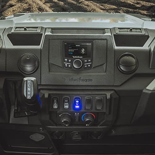 Rockford Fosgate RNGR18-STG4 Audio Kit: PMX-2 Receiver, 1500-Watt Amp, M1 Series Color Optix Multicolor LED Lighted Front & Rear Speakers Plus Subwoofer for Select Polaris Ranger Models (2018-2022) Rockford Fosgate RNGR18-STG4 Audio Kit: PMX-2 Receiver, 1500-Watt Amp, M1 Series Color Optix Multicolor LED Lighted Front & Rear Speakers Plus Subwoofer for Select Polaris Ranger Models (2018-2022)